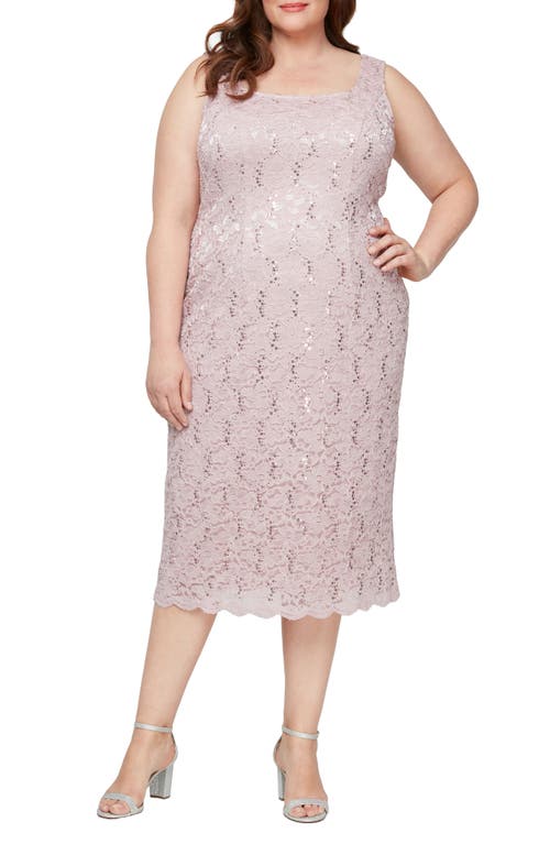Sl Fashions Slny Floral Lace Sequin Cardigan & Dress Set In Blush