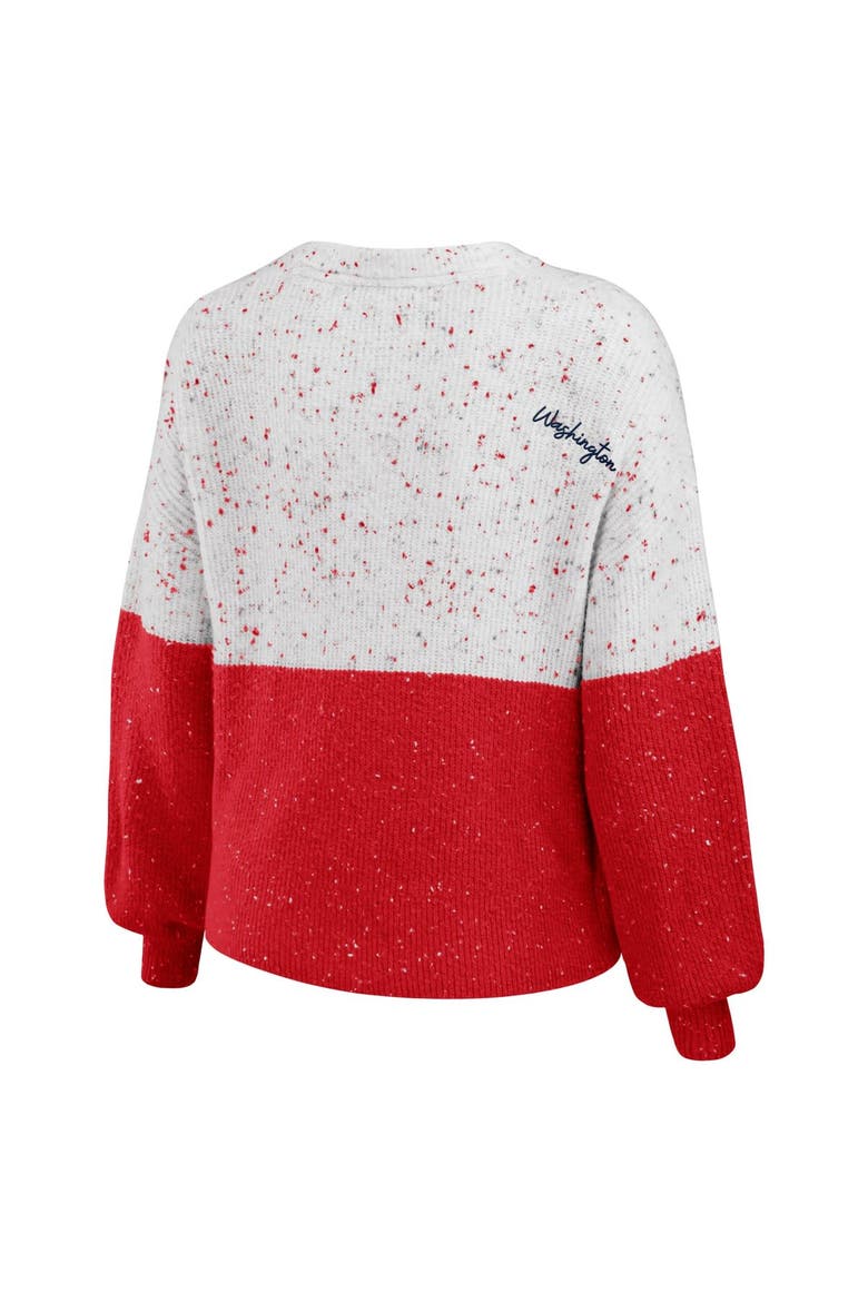 Women's WEAR by Erin Andrews  White/Red Washington Wizards Color-Block Pullover Sweater, Alternate, color, White