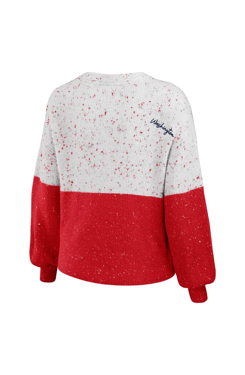 WEAR by Erin Andrews Women's WEAR by Erin Andrews White/Red Washington Wizards Color-Block Pullover Sweater, Alternate, color, White