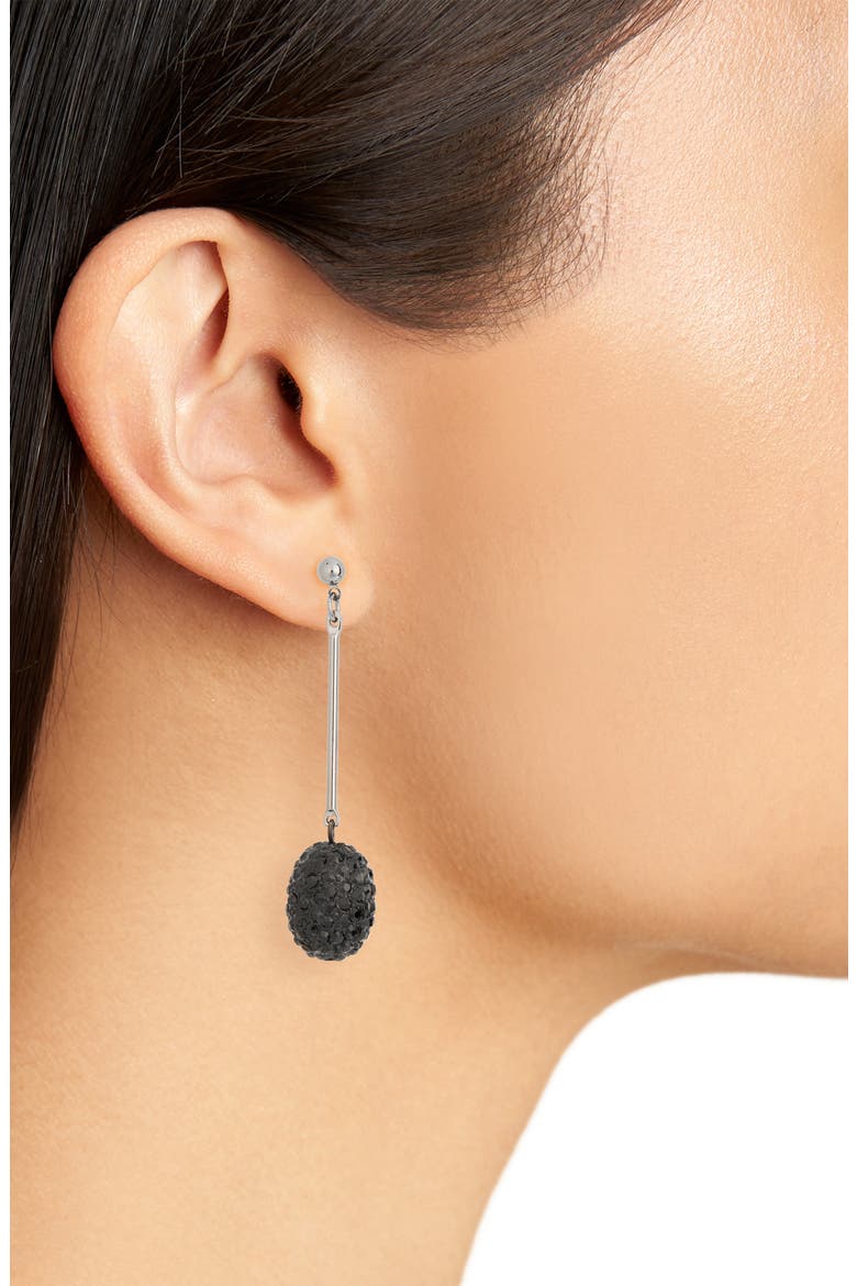 Pavé Drop Earrings, Alternate, color, GUN METAL