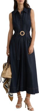 Reiss Remi Sleeveless Denim Shirtdress
