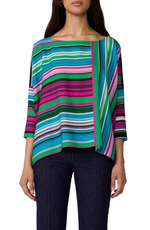Diane Stripe Stretch Silk Top