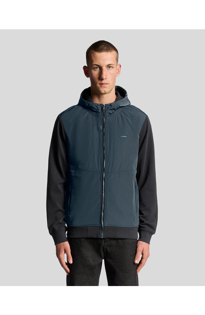 Lyle & Scott Half Raglan Hybrid Hoodie, Main, color, Dark Navy