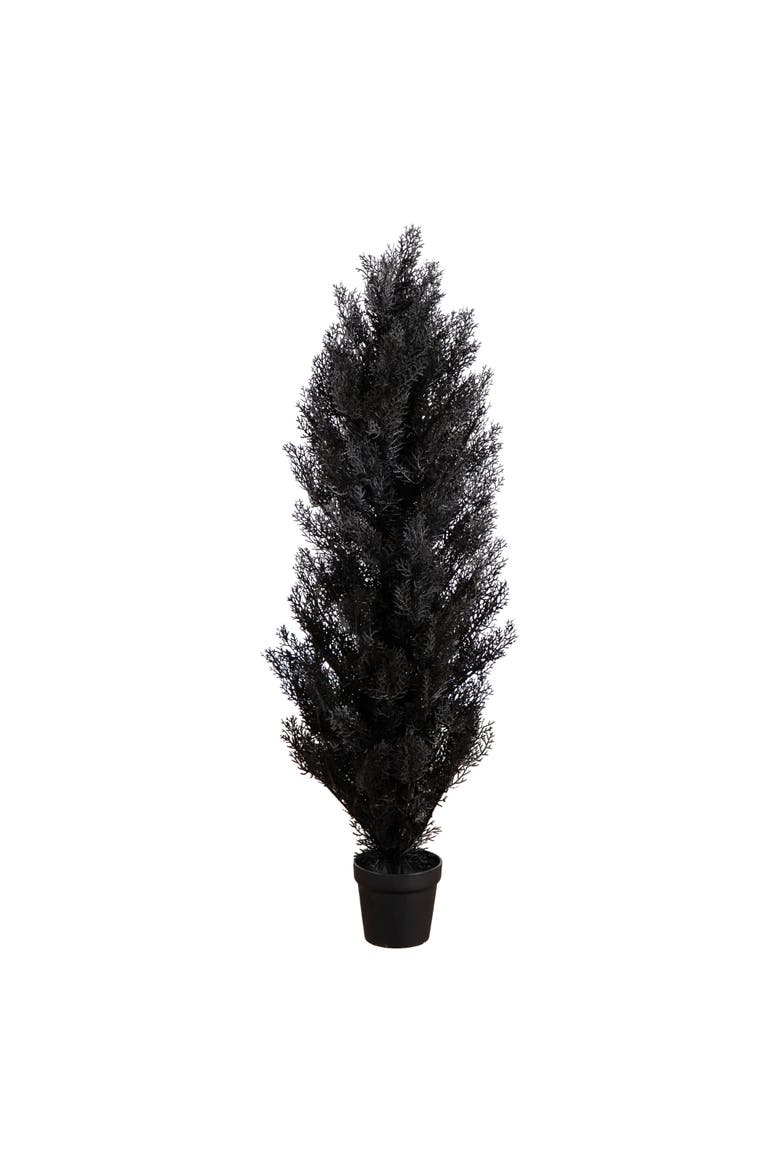 4-ft UV Resistant Artificial Halloween Black Cedar Tree, Main, color, Black