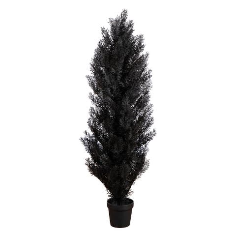 4-ft UV Resistant Artificial Halloween Black Cedar Tree (Indoor/Outdoor)