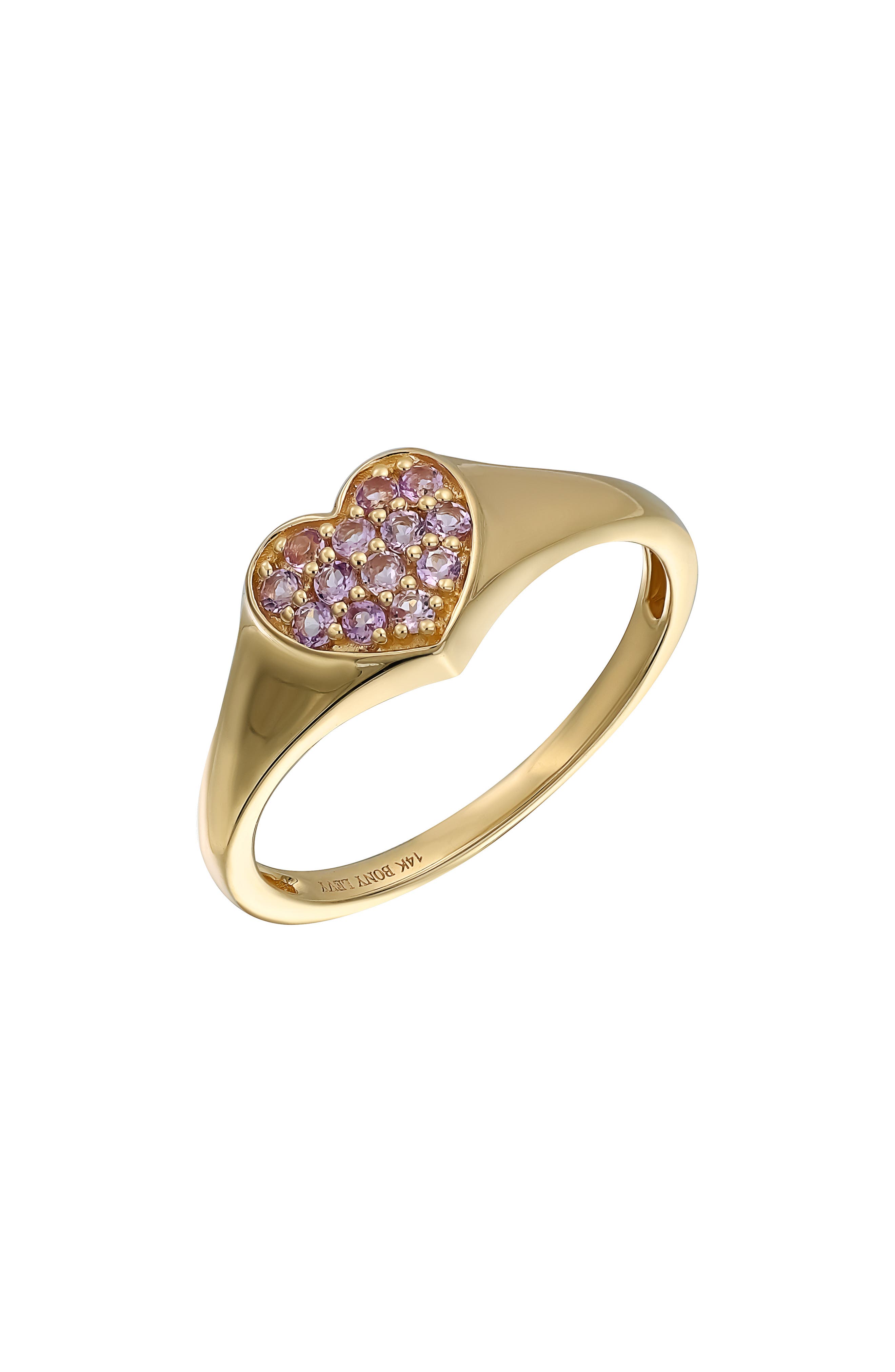 Bony Levy 14K Yellow Gold Pavé Amethyst Heart Ring