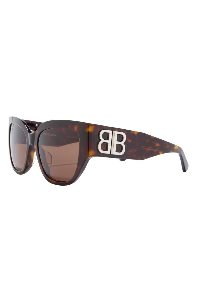 Balenciaga 55mm Square Sunglasses, Alternate, color, Havana Havana Brown