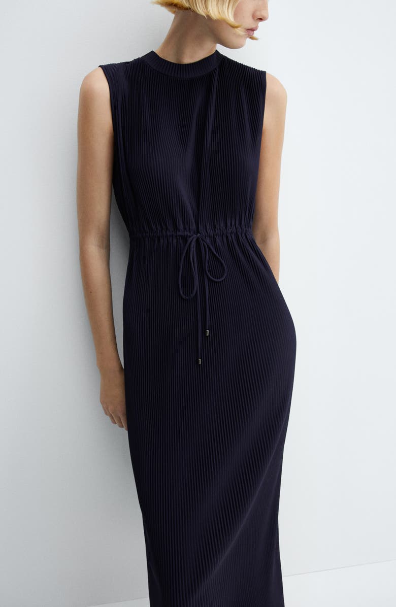 MANGO Pleated Midi Dress, Alternate, color, 