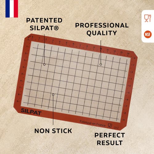 Silpat Premium Non-stick Half Sheet Size Silicone Gridded Baking Mat, 11-5/8 X 16-1/2 In Brown
