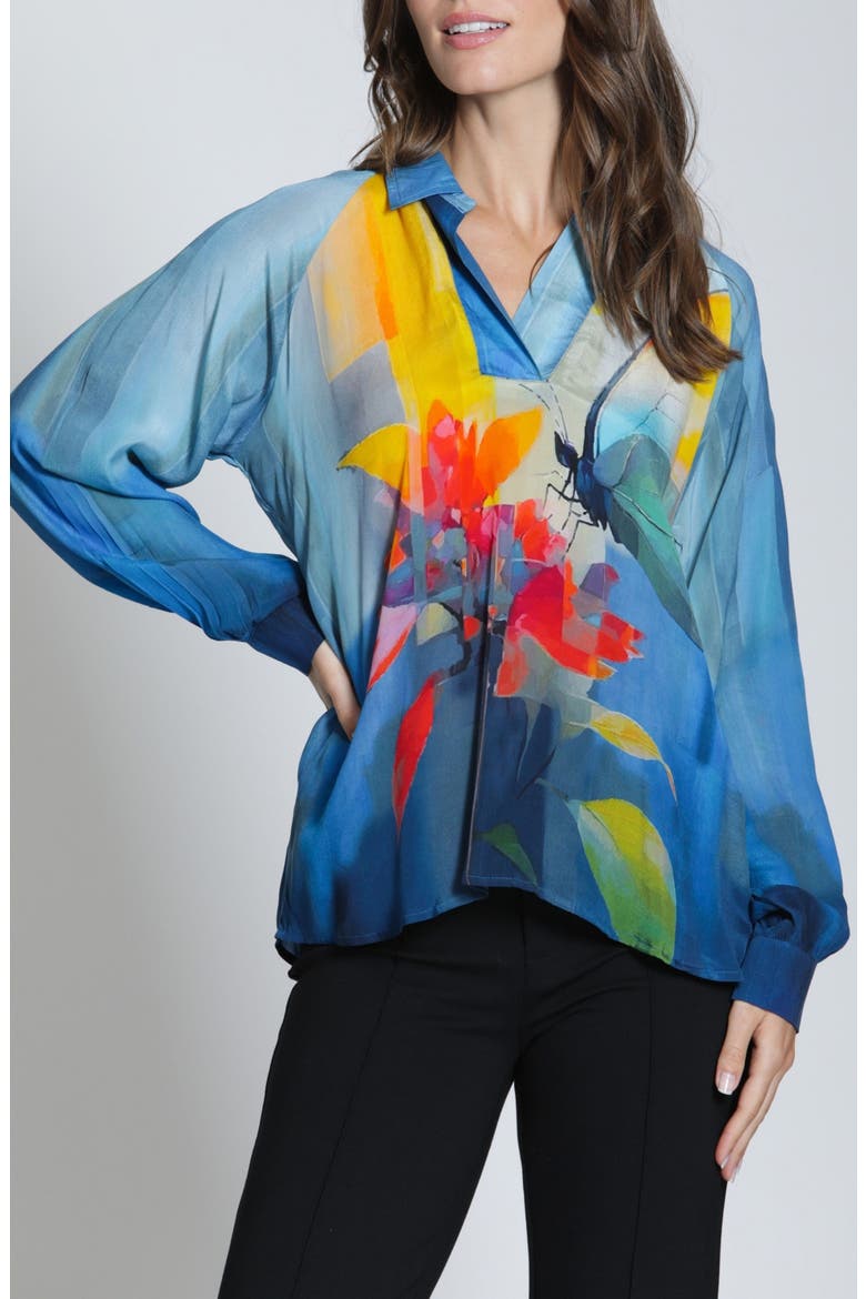 Mixed Print Long Sleeve Top, Main, color, BLUE MULTI