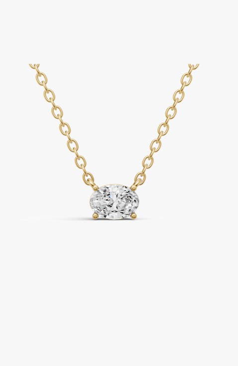14K Gold 0.25 ct Lab Grown Oval Shape Diamond Pendant