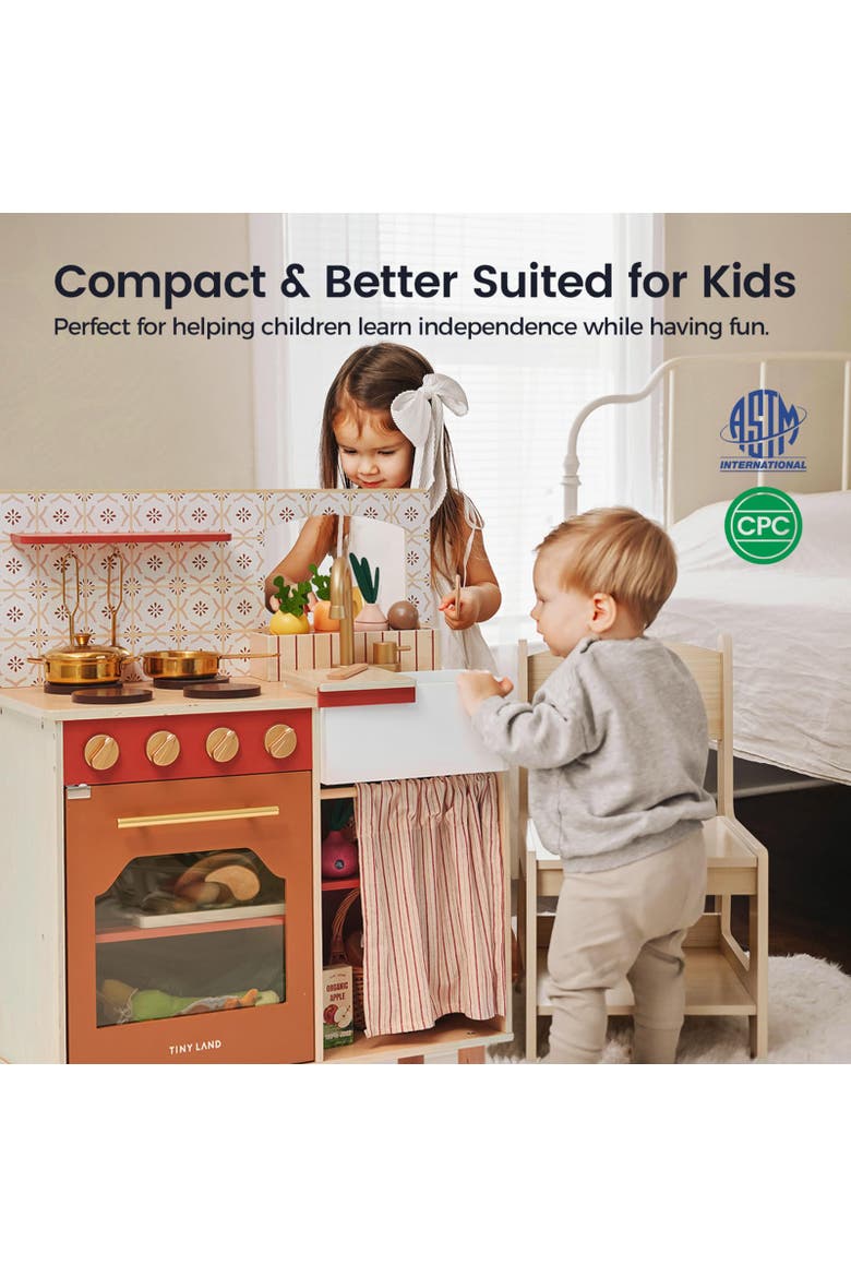 Mediterranean Wooden Play Kitchen Set for Toddlers, Alternate, color, Multicolor