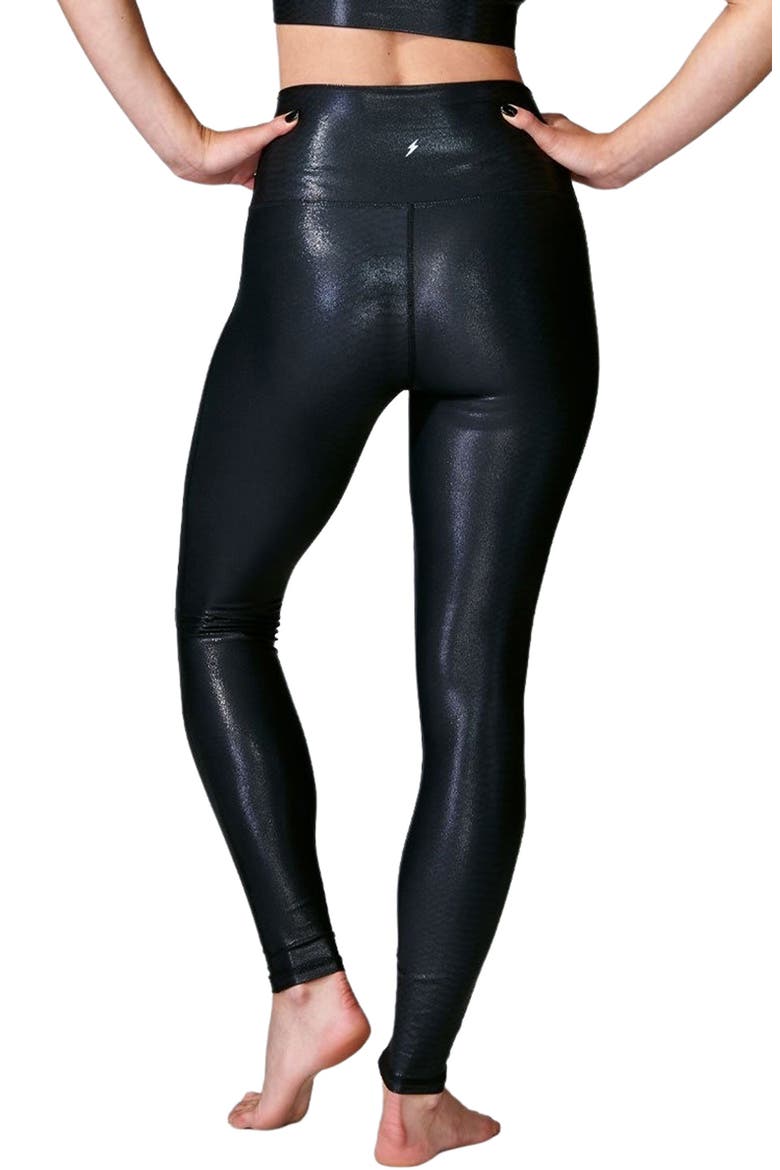 Python Embossed Faux Leather Leggings, Alternate, color, BLACK