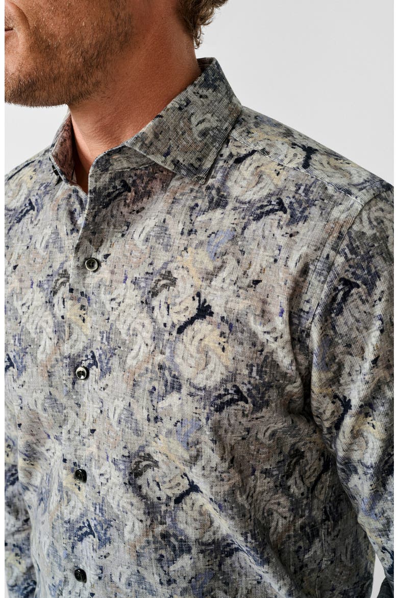 Botanical Corduroy Sport Shirt, Alternate, color, CHARCOAL/ MULTI