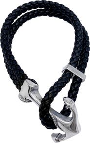 Adornia Water Resistant Anchor Braided Leather Bracelet