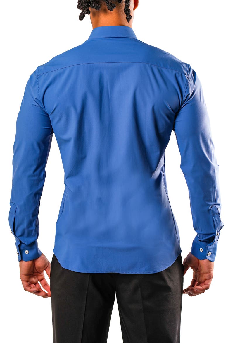 Fibonacci Stretcheuroyale Blue Cotton Blend Button-Up Shirt, Alternate, color, BLUE