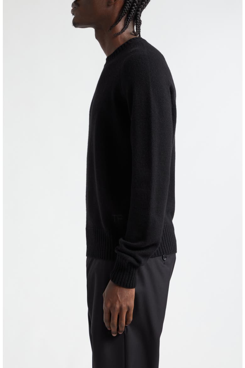 Cashmere Crewneck Sweater, Alternate, color, BLACK
