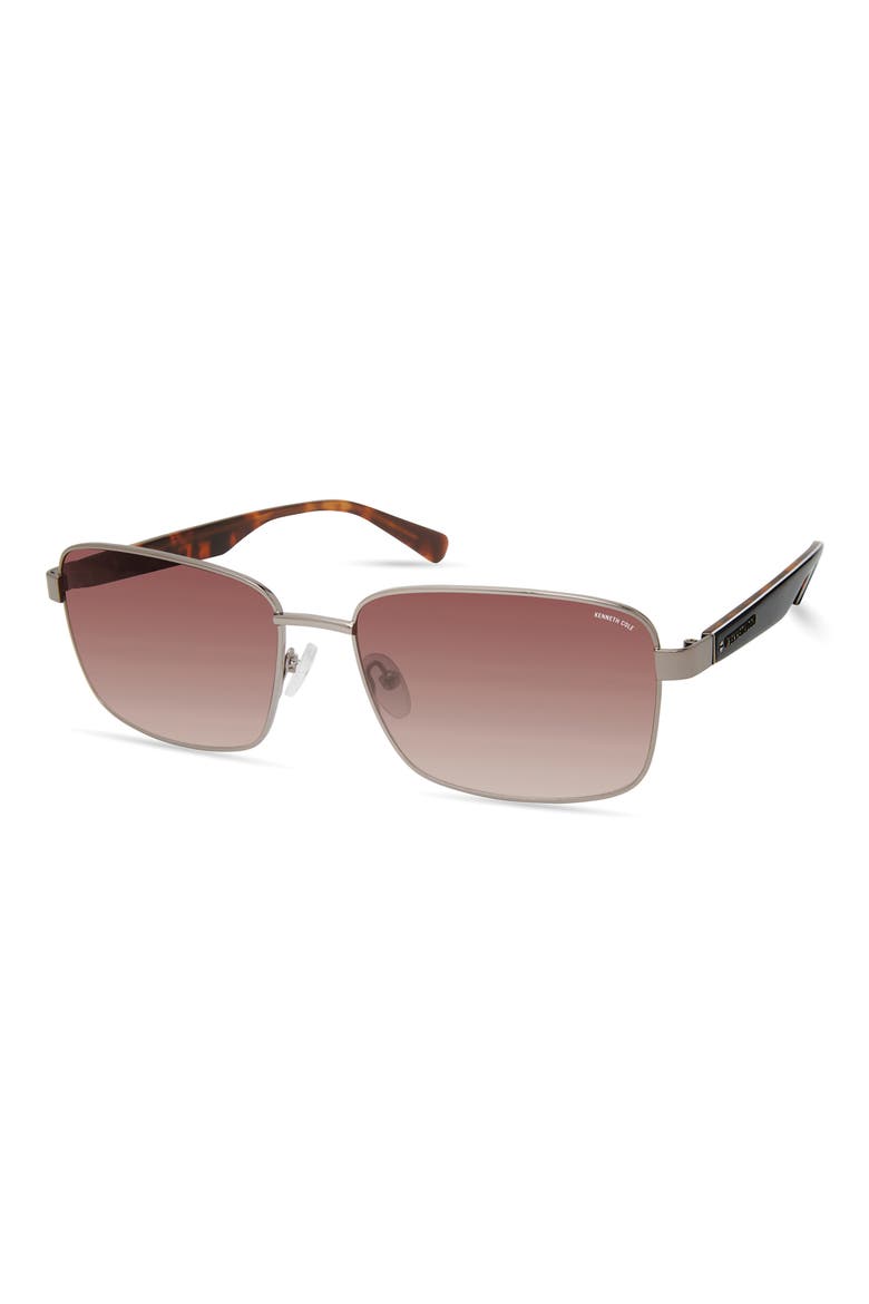 61mm Rectangular Sunglasses, Alternate, color, SHINY GUNMETAL / BROWN