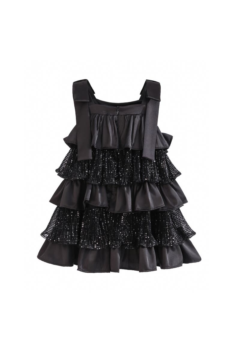 Bellamy Ruffle Sequin Dress, Alternate, color, Black