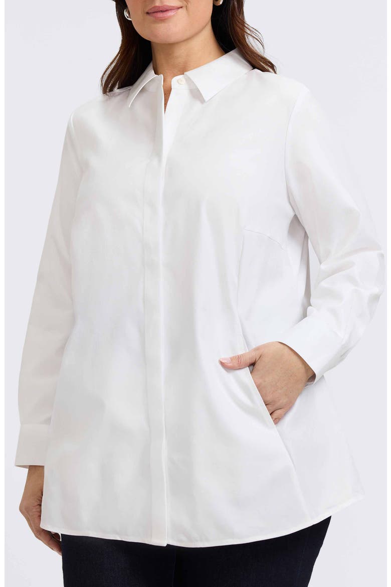 Cici Cotton Button-Up Tunic Shirt, Main, color, WHITE