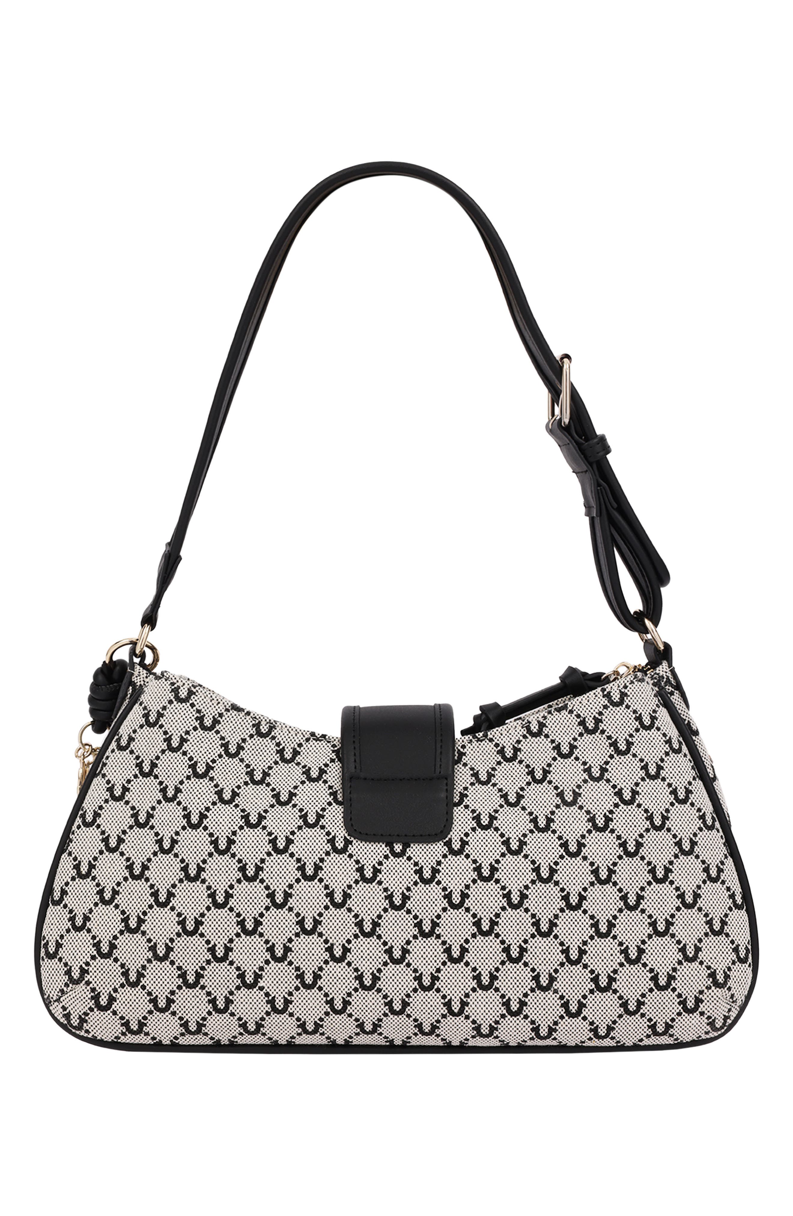 Signature Horseshoe Large Zip Shoulder Bag, Alternate, color, BLACK
