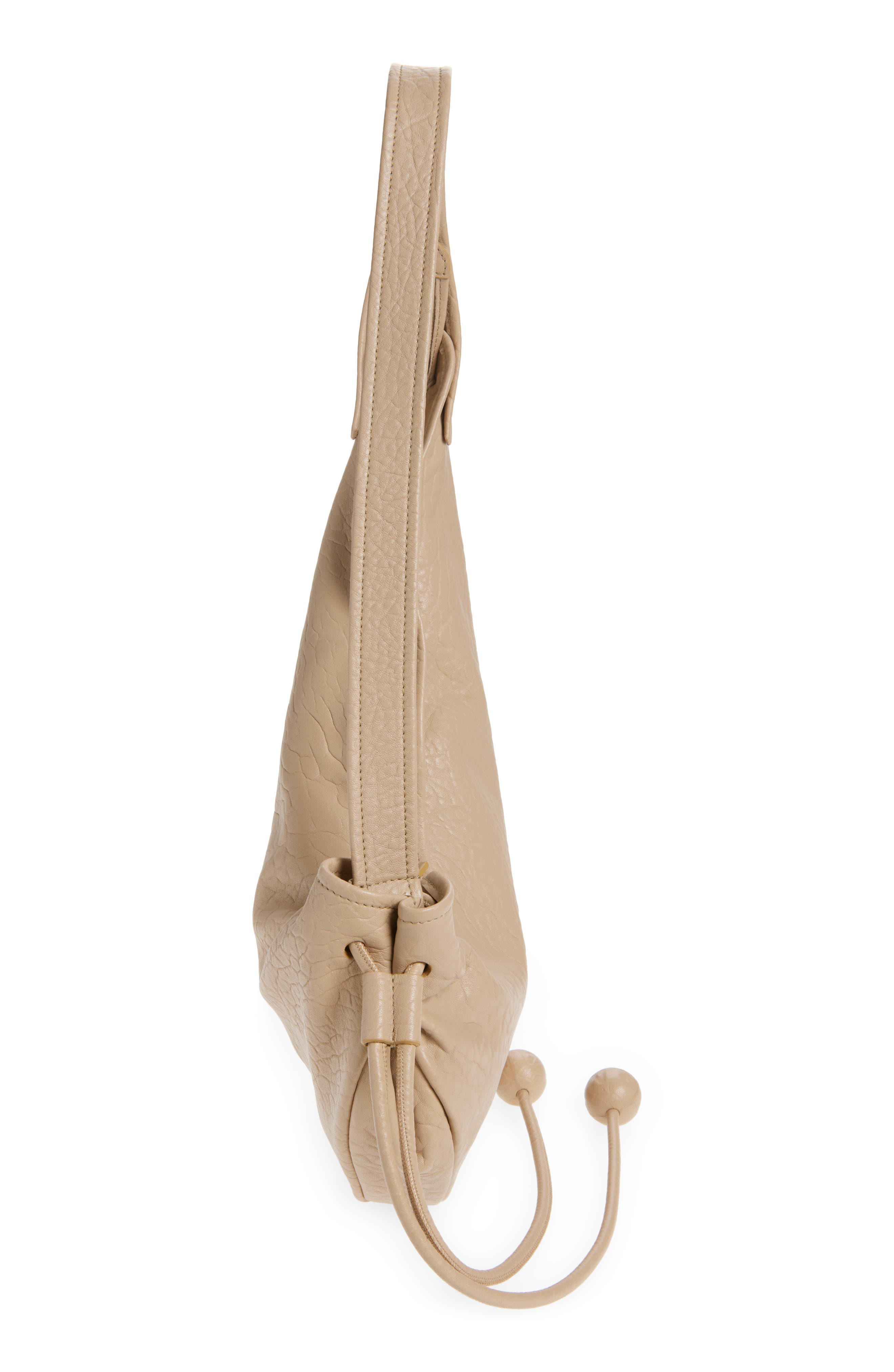 Marni Small Sling Leather Hobo Bag, Alternate, color, Dune