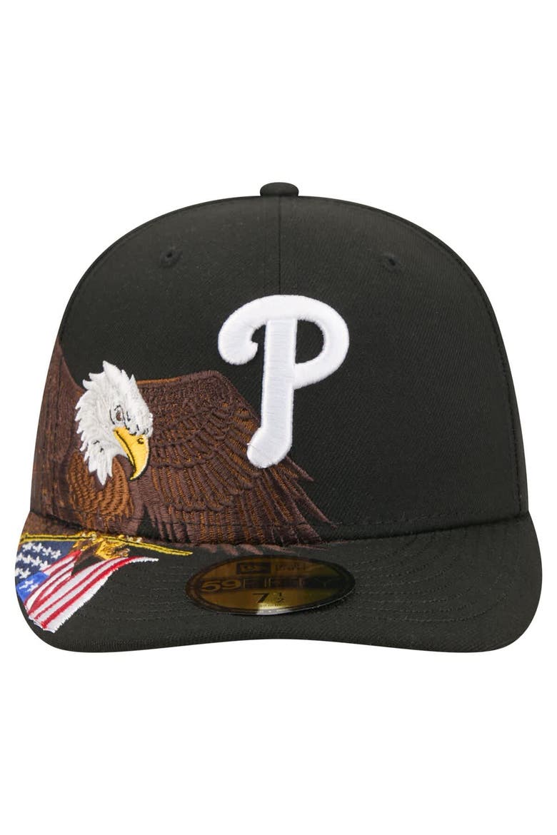 Men's New Era Black Philadelphia Phillies Americana Bald Eagle Pre-Curved 59FIFTY Fitted Hat, Alternate, color, Black