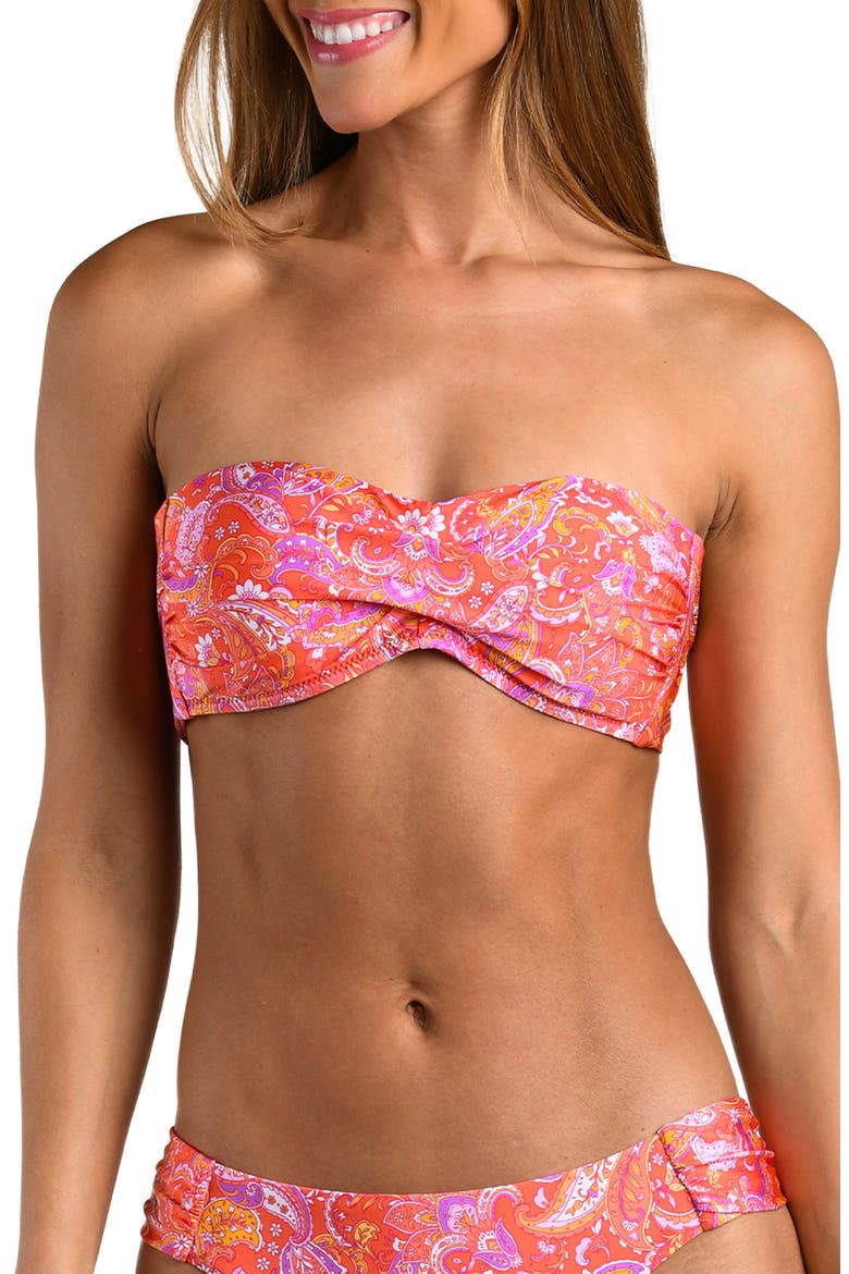 Paisley Daze Bandeau Bikini Top, Main, color, ORANGE MULTI