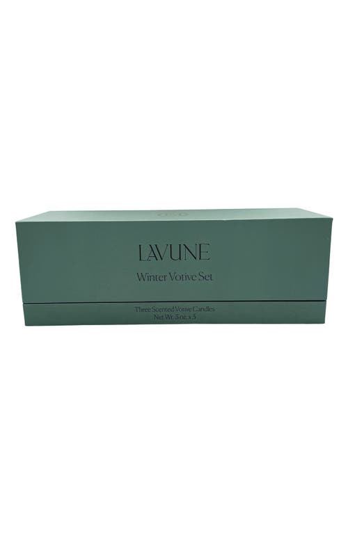 Lavune Winter Set Of 3 Votive Candles In Green