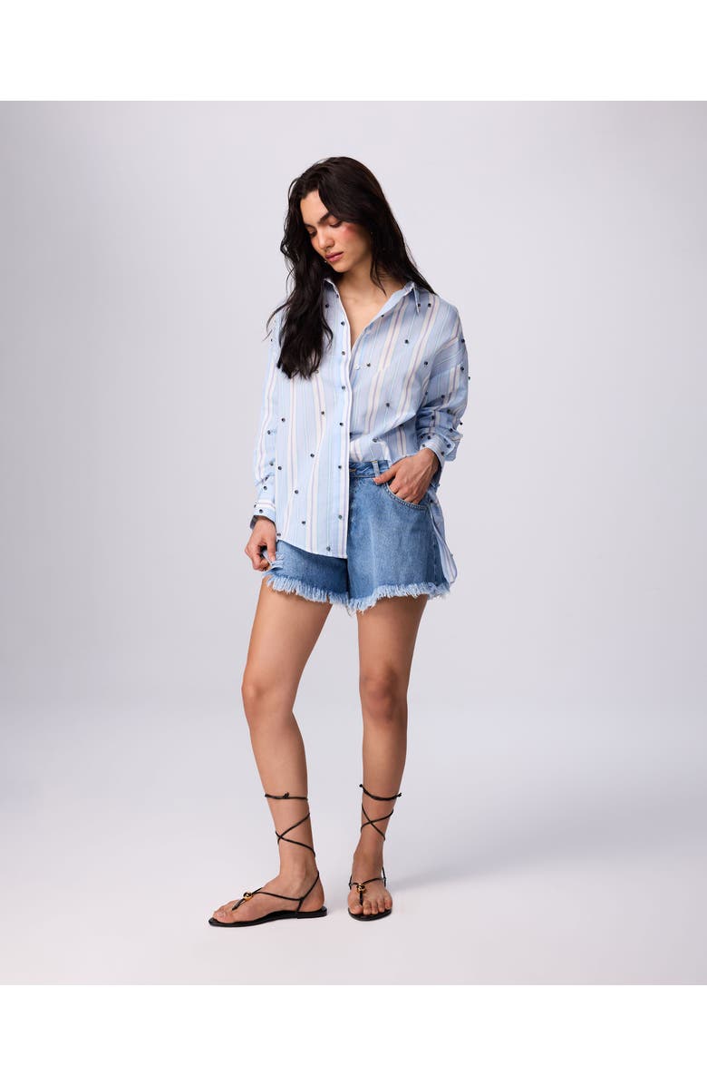 THEO The Label Echo Pearly Shirt, Alternate, color, Astral/ Multi