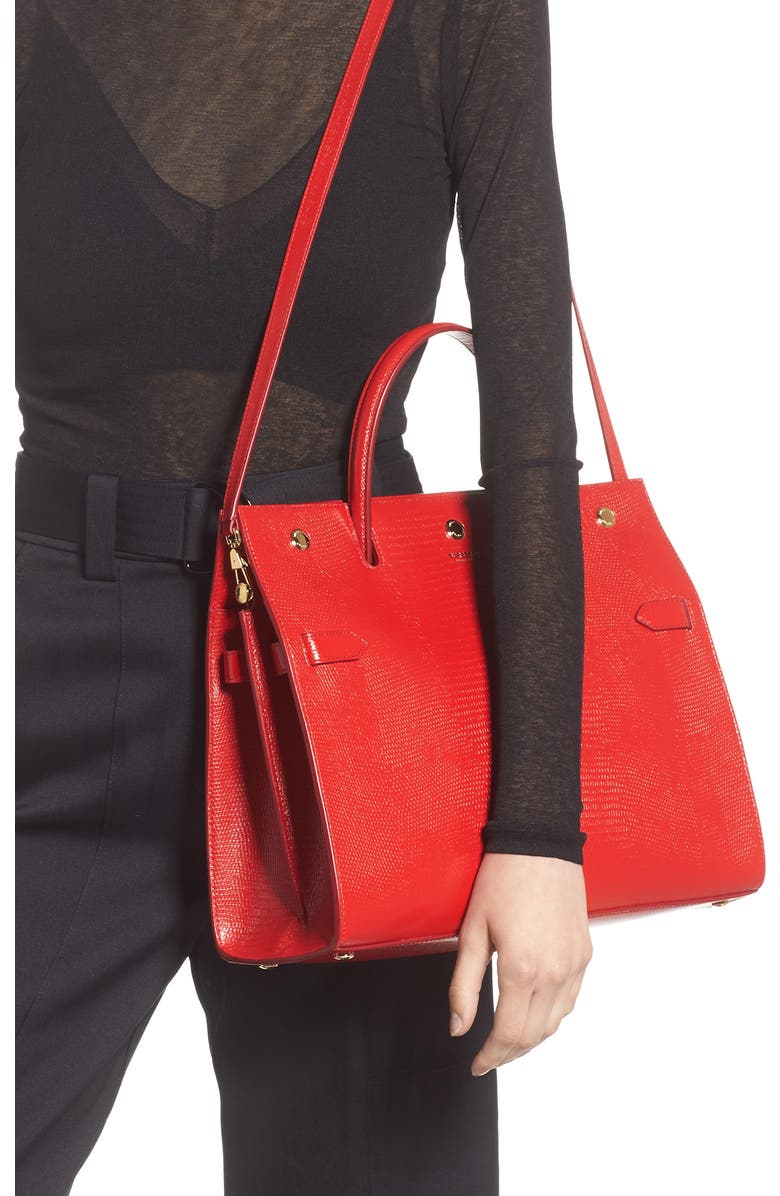 Burberry Medium Title Lizard Embossed Leather Bag, Alternate, color,