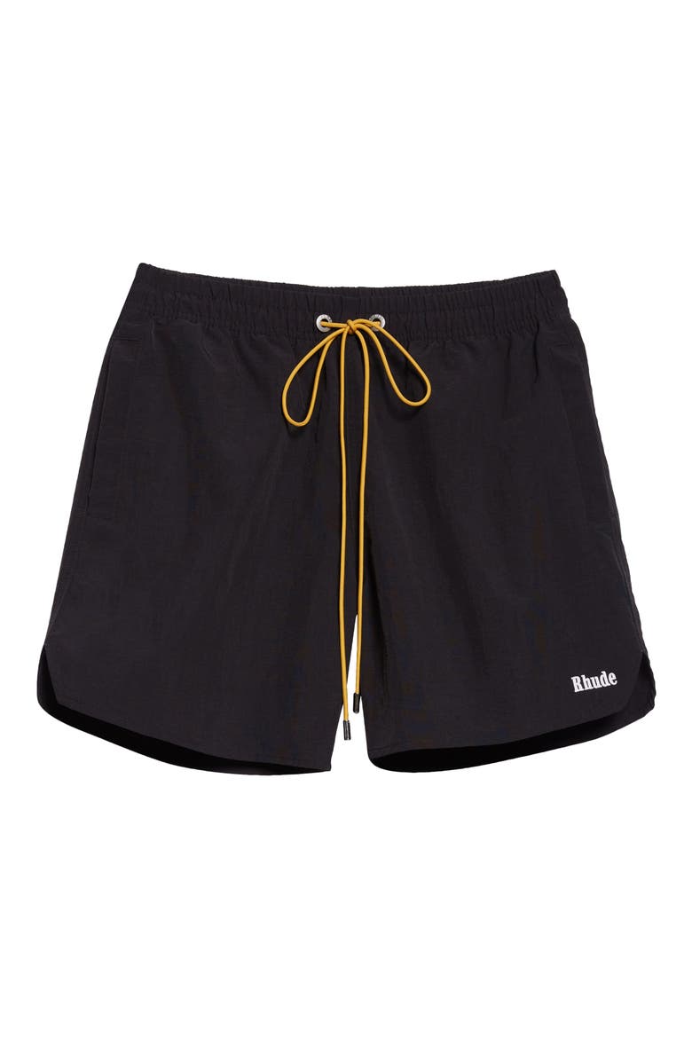 Classic Logo Nylon Swim Trunks, Alternate, color, BLACK/ WHITE