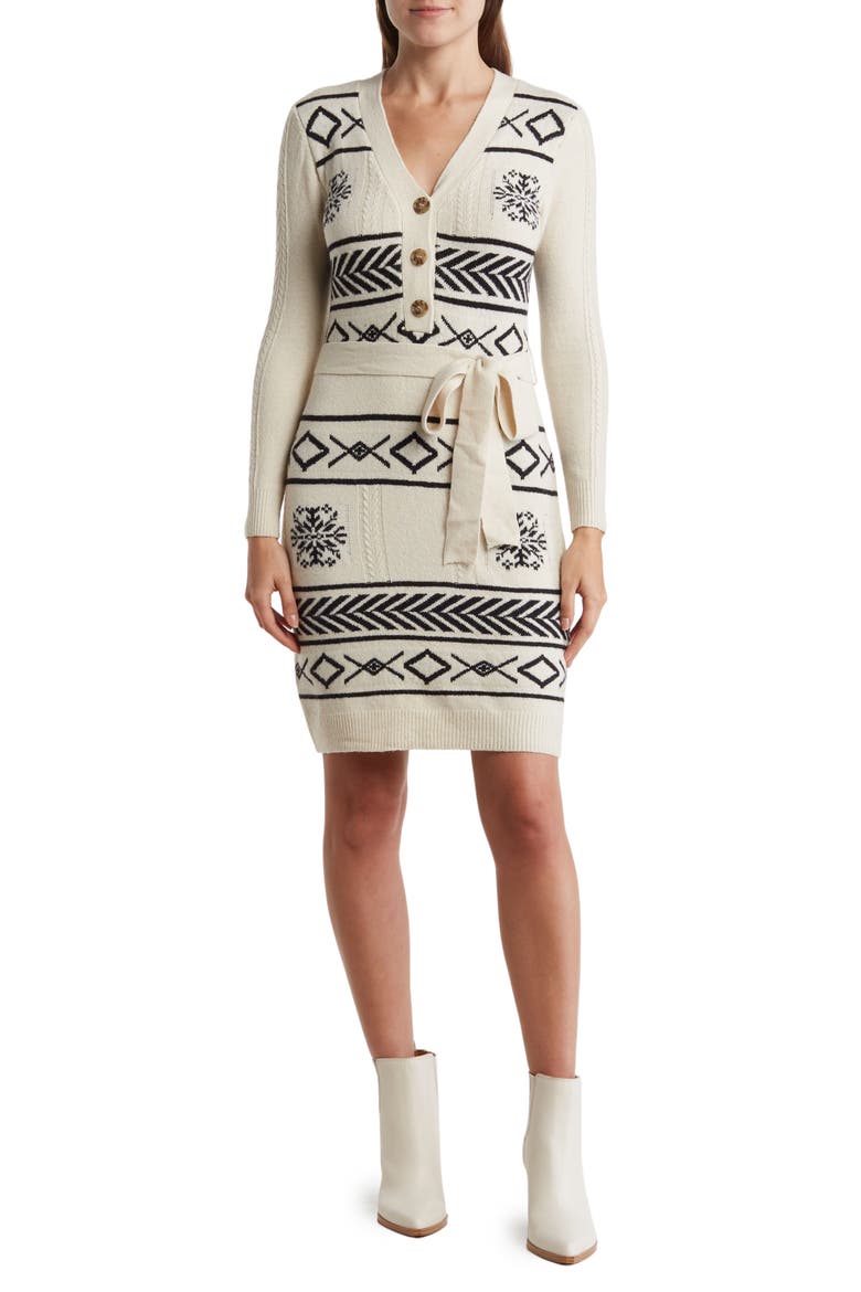 dress jacquard sweater woman Long Sleeve (Women) complemented by set Marciano Akilah Jacquard Sweater Dress