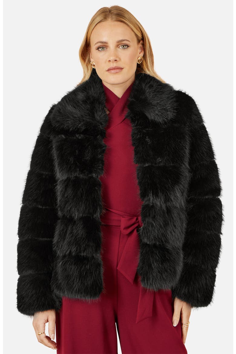 Luxe Faux Fur Coat, Alternate, color, Black