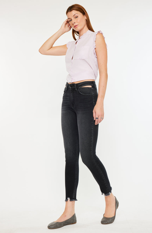 Kancan Tiara High Rise Ankle Skinny Jeans In Black