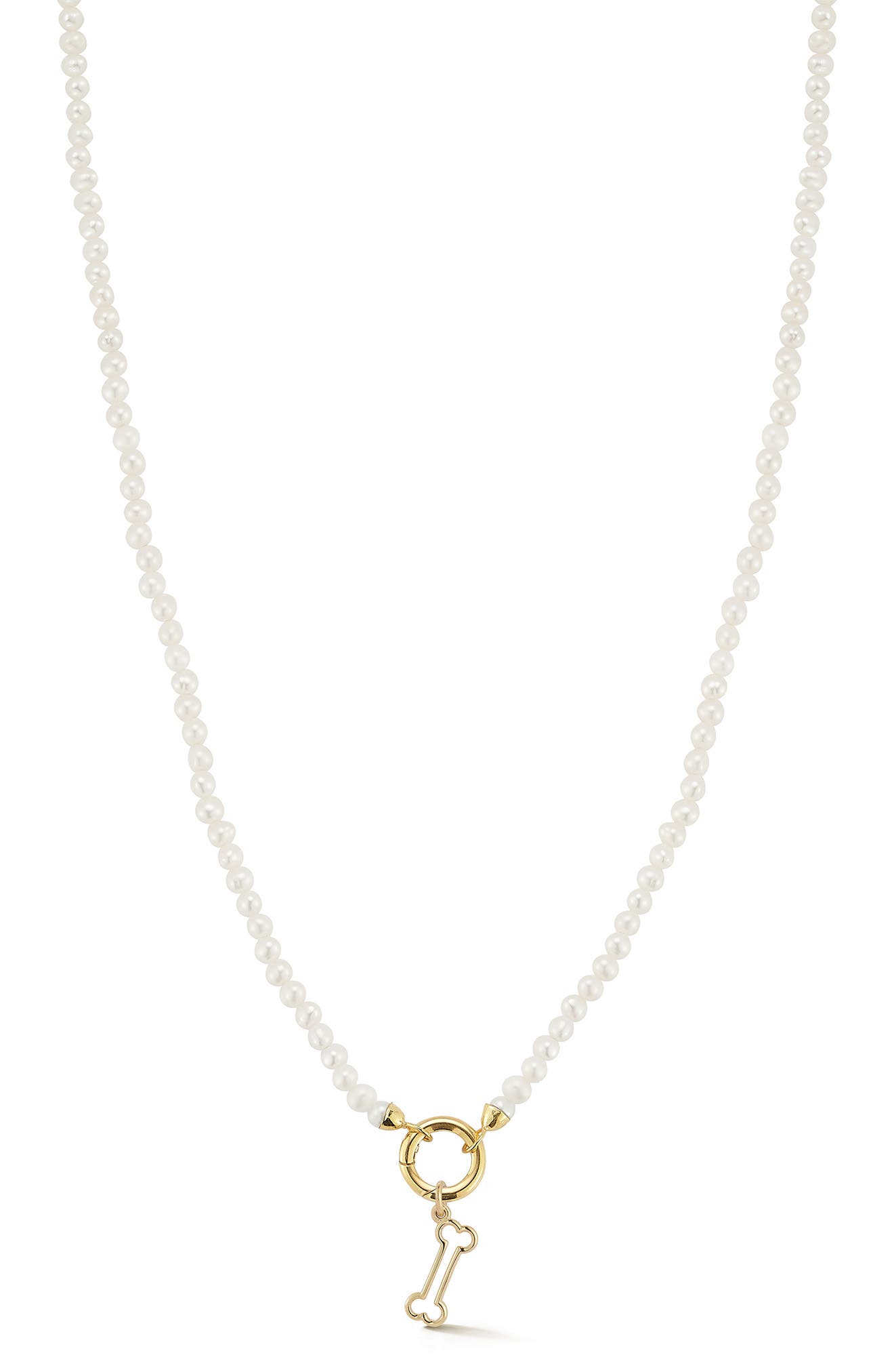 Ember Fine Jewelry 14K Gold Freshwater Pearl Bone Pendant Necklace