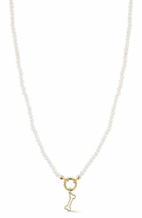 Ember Fine Jewelry 14K Gold Freshwater Pearl Bone Pendant Necklace