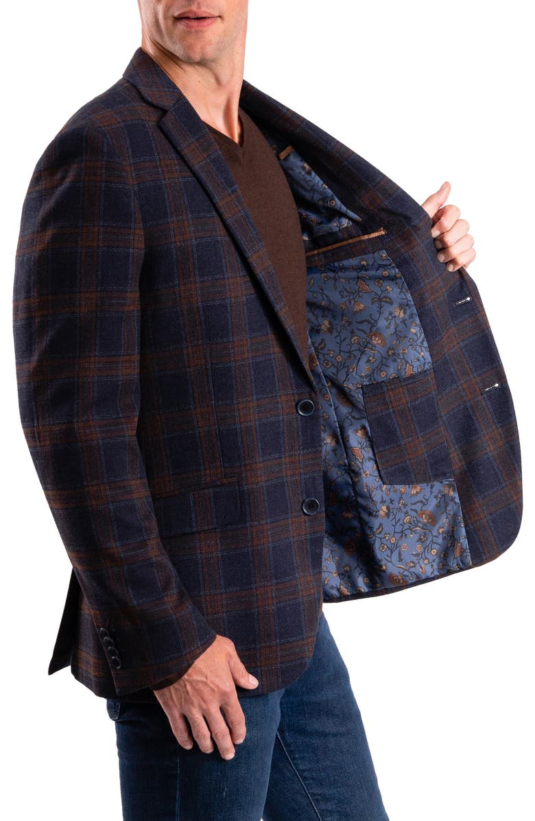 SAVILE ROW CO Navy Plaid Sport Coat, Alternate, color, Navy