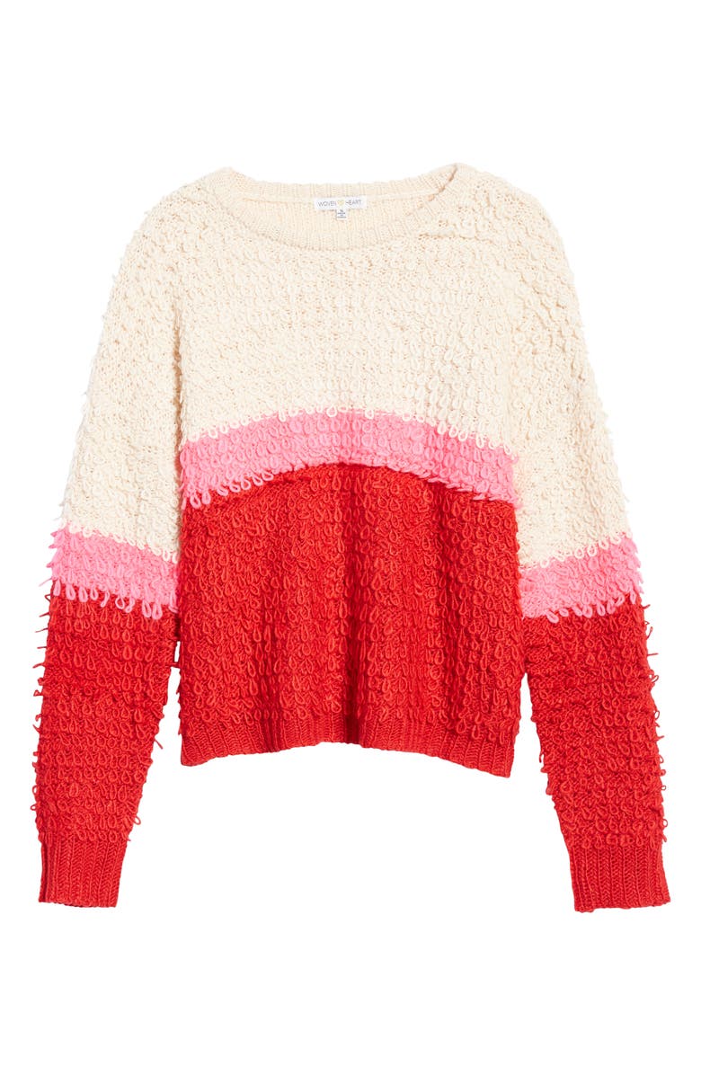 Woven Heart Bold Stripe Sweater, Alternate, color, 