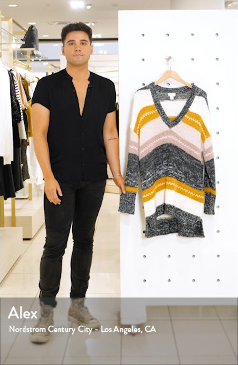 Mixed Stripe V-neck Pullover, sales video thumbnail