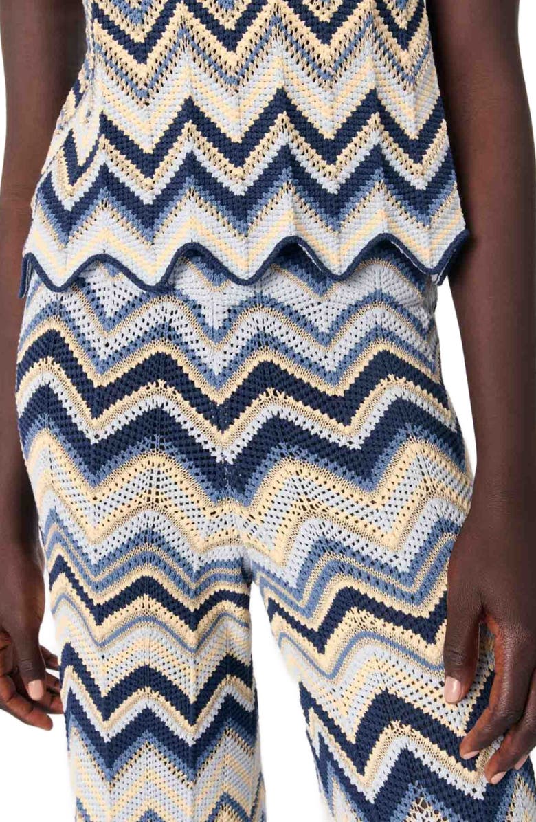 maje Crochet trousers, Alternate, color, Blue / Ecru