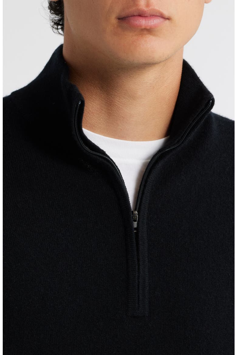 Quarter Zip Cashmere Sweater, Alternate, color, BLACK
