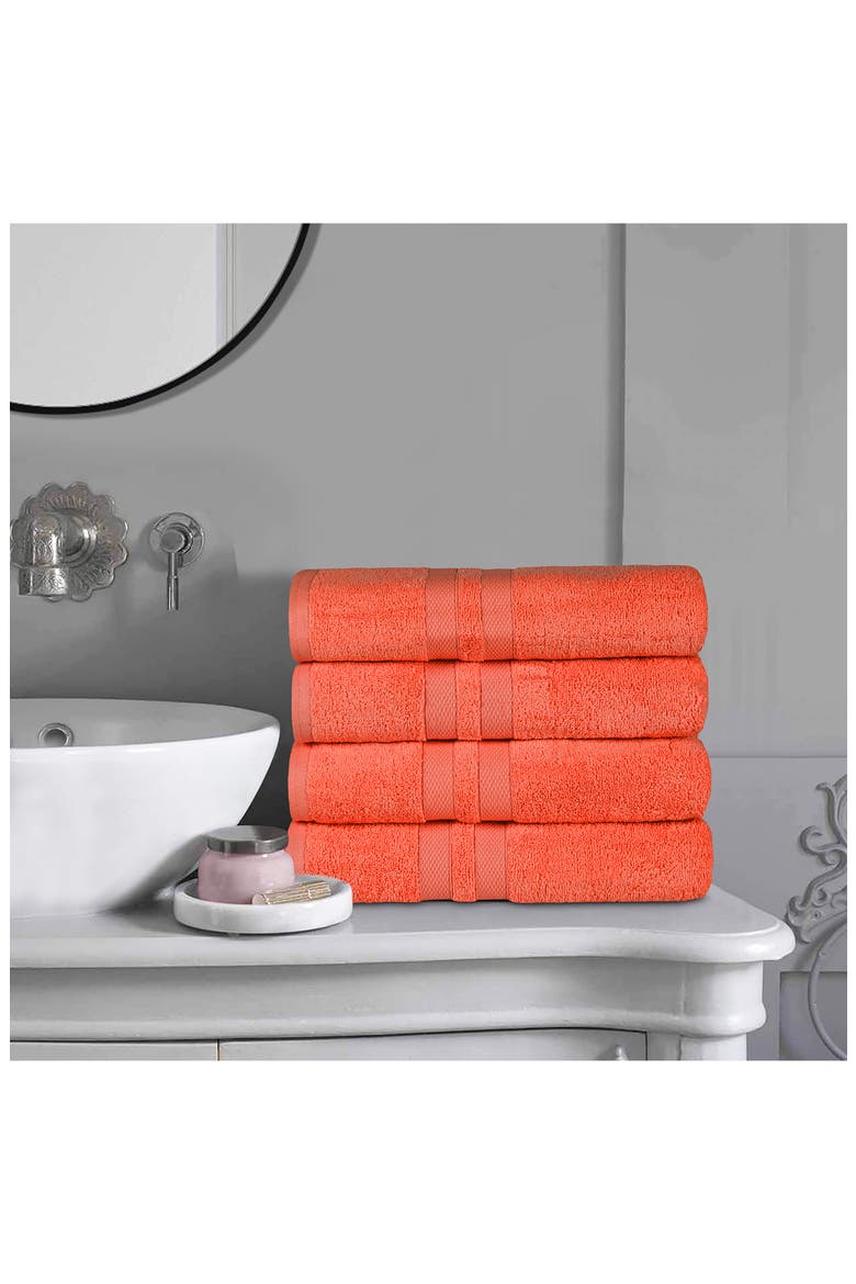 4-Piece Turkish Cotton Bath Towels, Alternate, color, TANGERINE