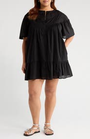 Treasure & Bond Lace Yoke Cotton Shift Dress