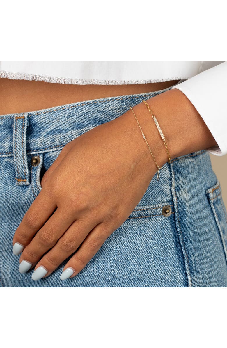 BY ADINA EDEN Diamond Pave Double Row Bar Paperclip Bracelet 14K, Alternate, color, 