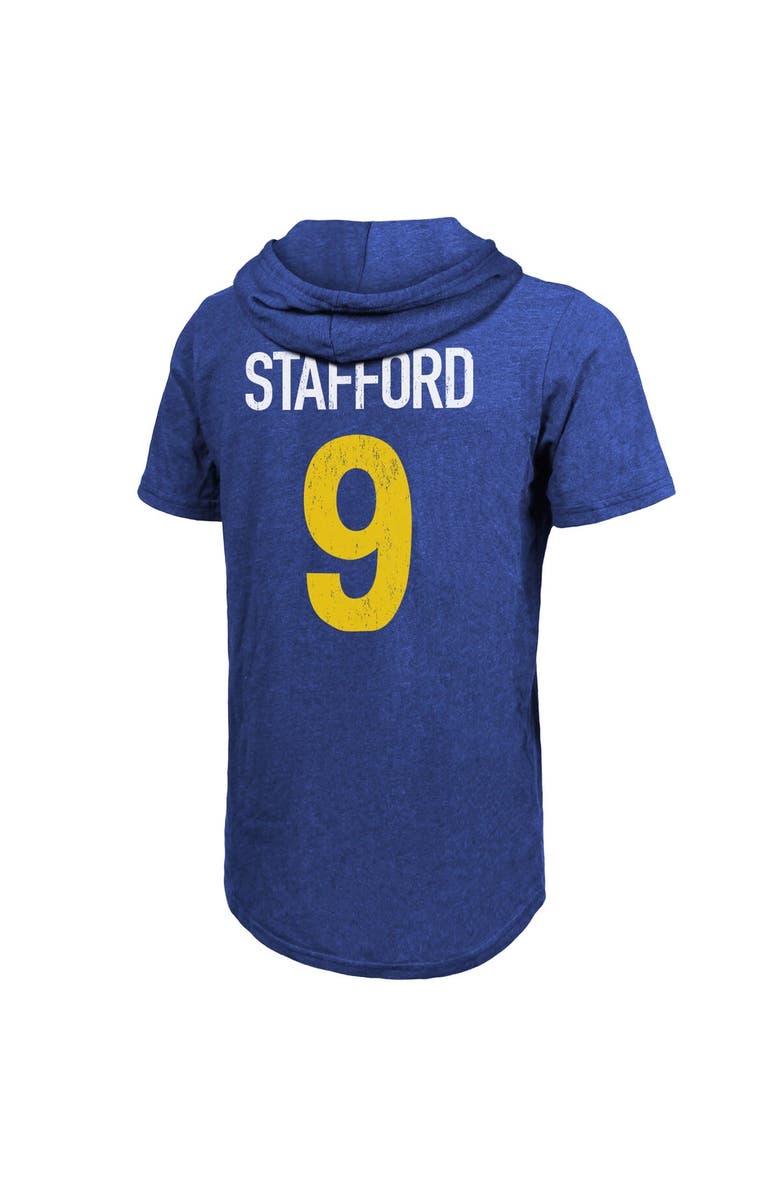 Majestic Threads Men's Fanatics Branded Matthew Stafford Royal Los Angeles Rams Player Name & Number Hoodie T-Shirt, Alternate, color, 
