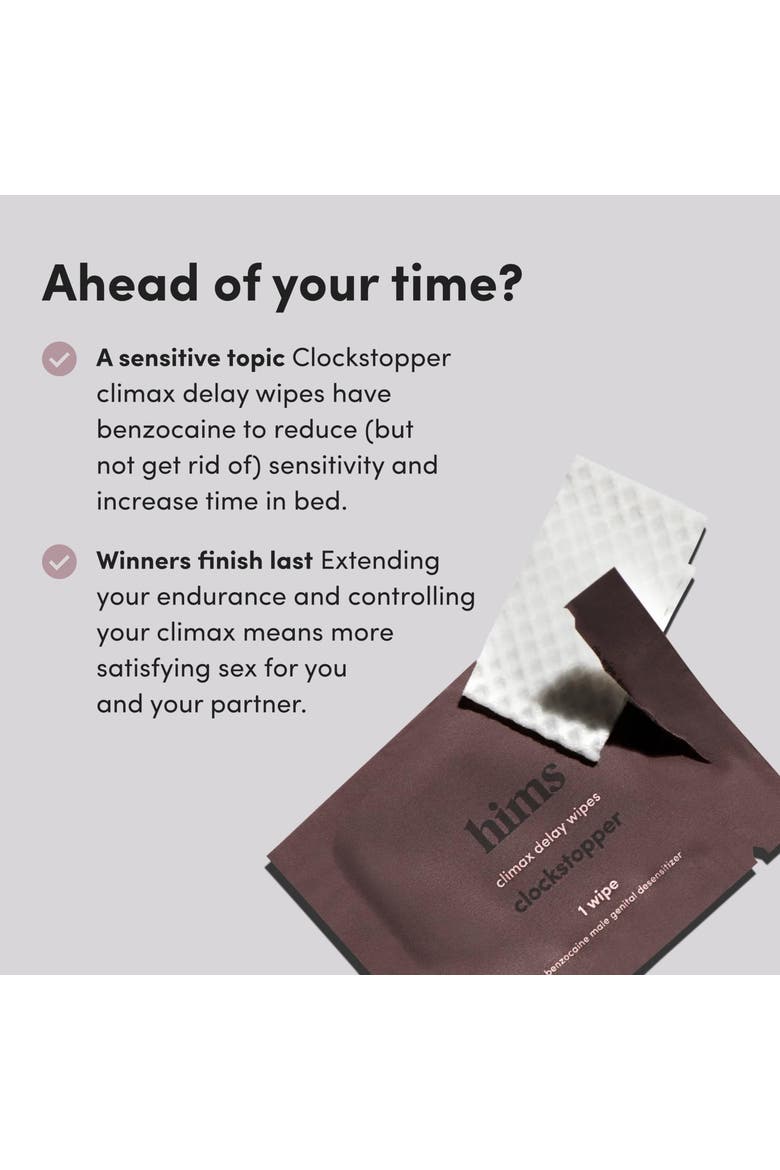 Clockstopper Climax Delay Wipes Benzocaine Formula, Sensitivity Reducing, Long Lasting Pleasure, Alternate, color, Beige