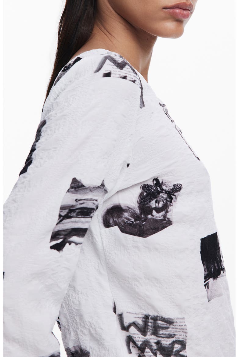 Textured Graphic Top, Alternate, color, WHITE