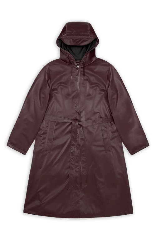 Rains Waterproof A-line Long Raincoat In Burgundy