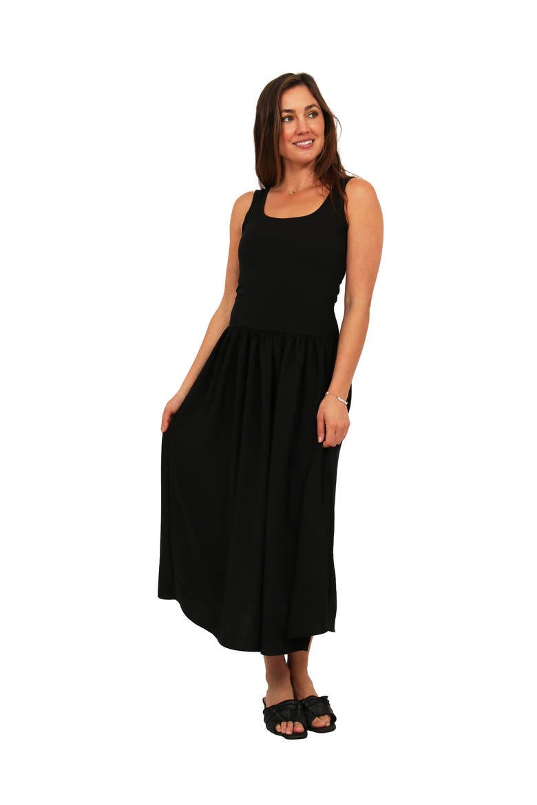 Womens Essential Sleeveless Scoop Neck A-Line Pocket Maxi Dress, Main, color, Black